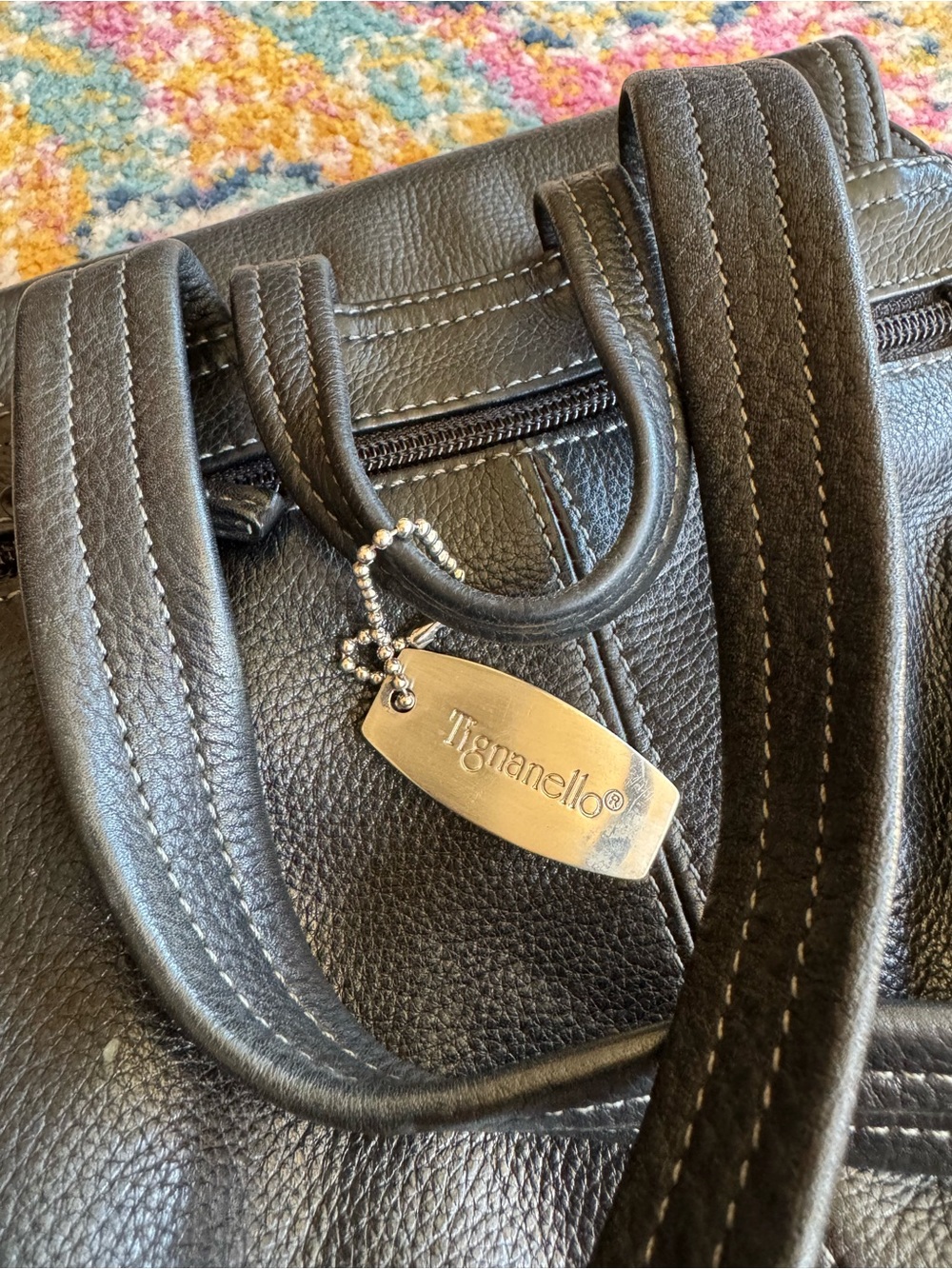 Tignanello Black Leather Backpack - Tignanello